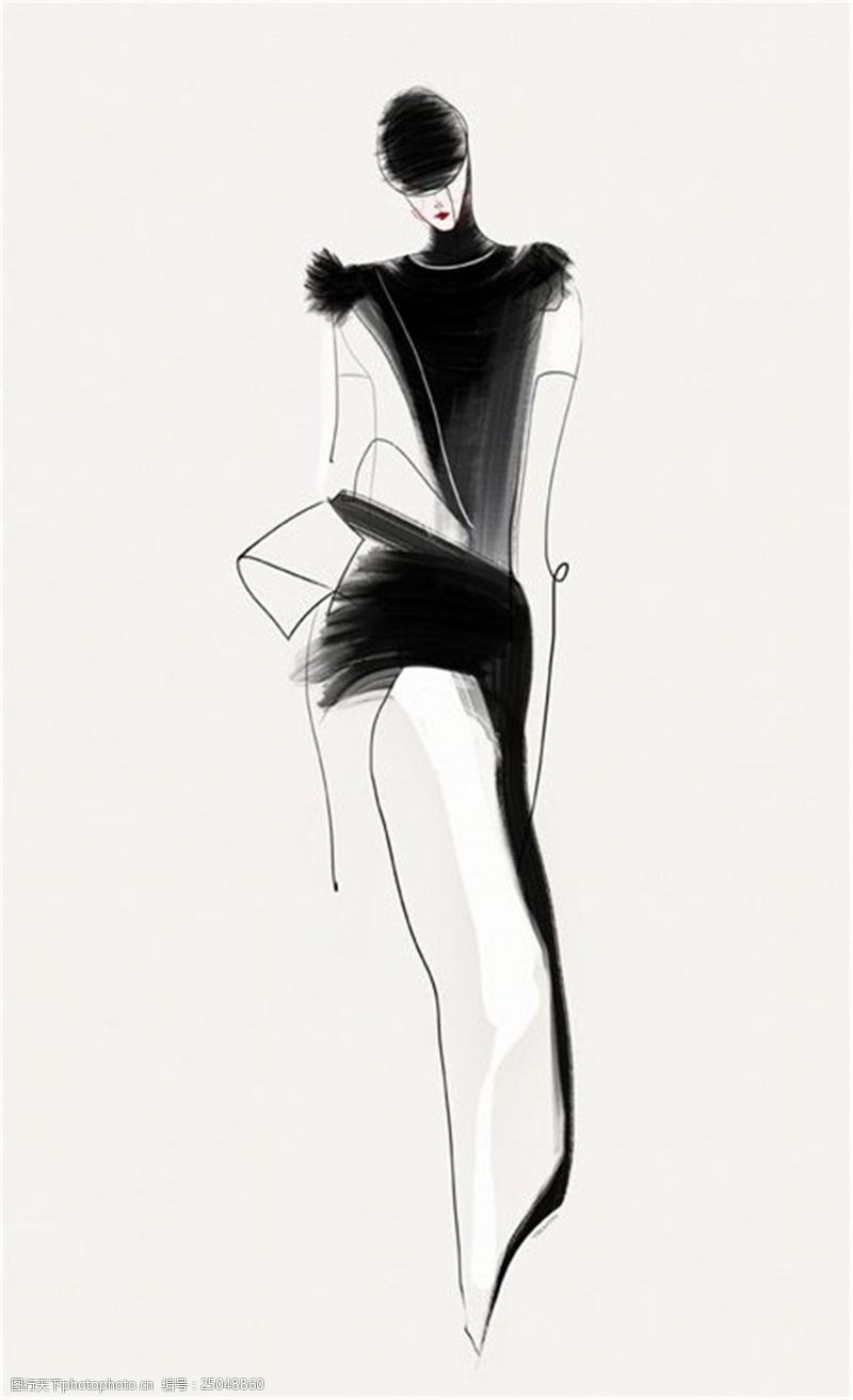 黑色紧身裙设计图