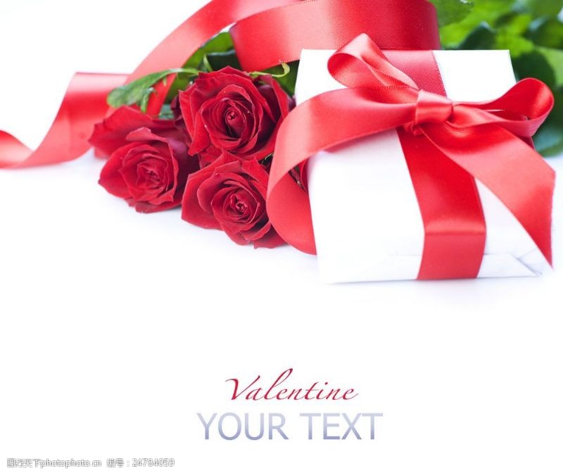 情人节礼物红玫瑰和礼盒图片