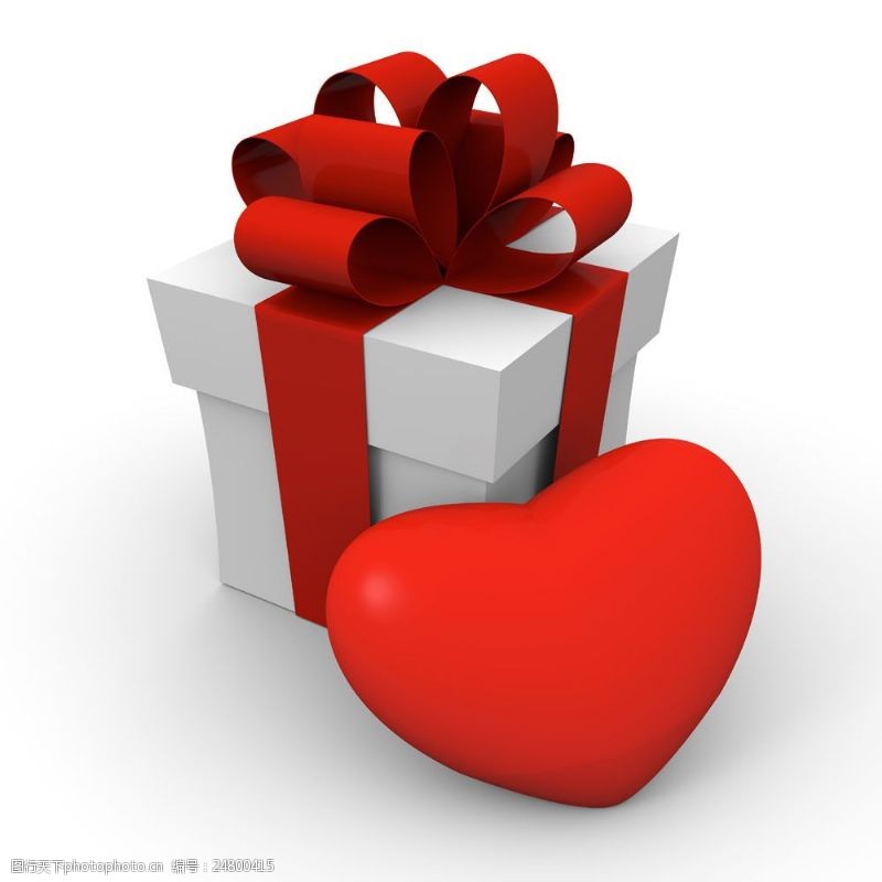 情人节礼物礼盒与一颗大红心图片