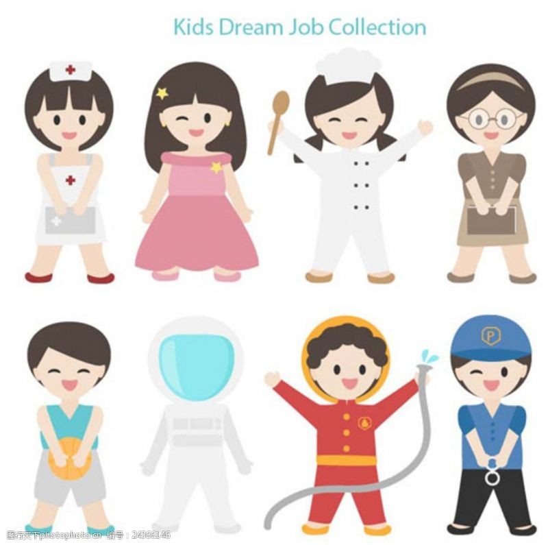 乐园宣传单卡通儿童节职业装扮的孩子
