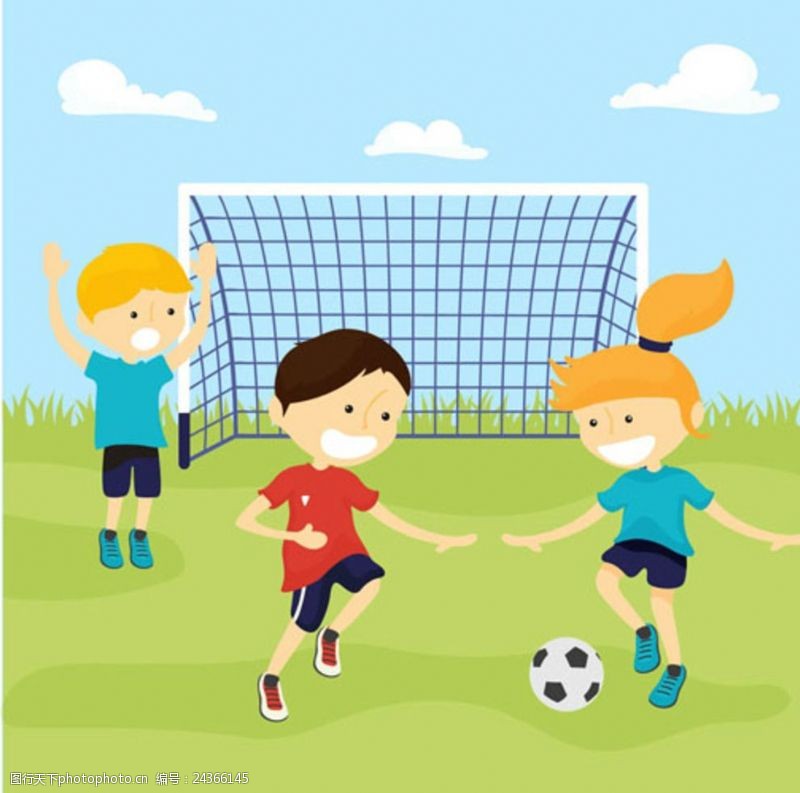 乐园宣传单卡通儿童踢足球的孩子