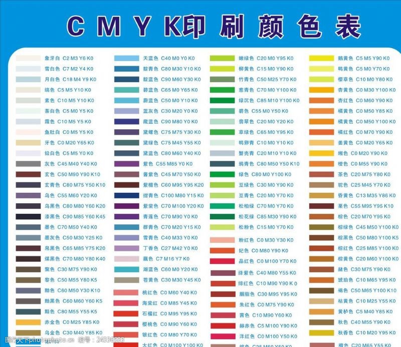 CMYK颜色值表