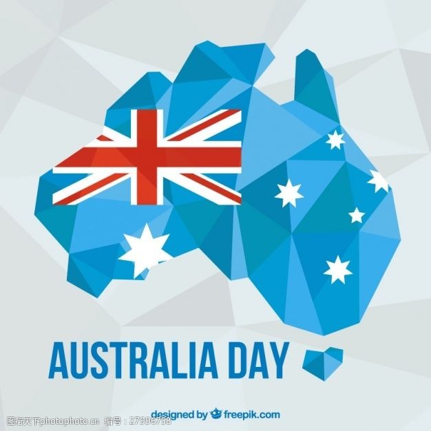 澳大利亚国旗多边形背景准备澳大利亚日