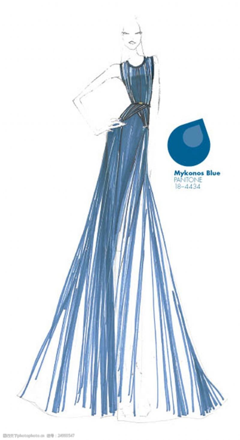 衬衣蓝色丝带连衣裙设计图
