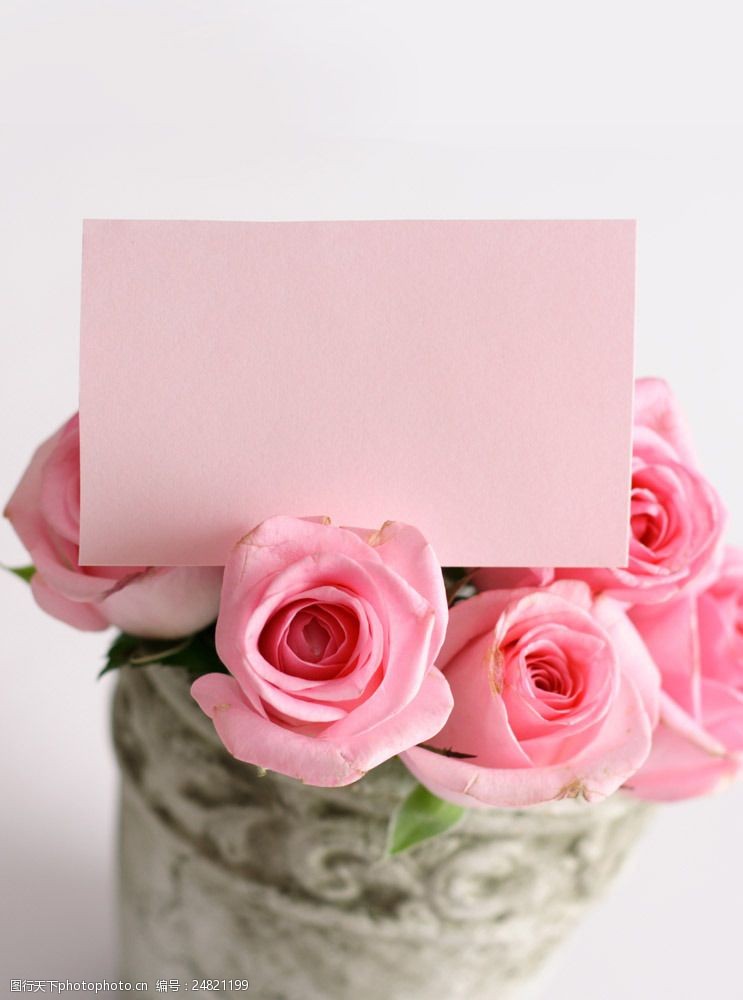 情人节礼物玫瑰花与贺卡图片