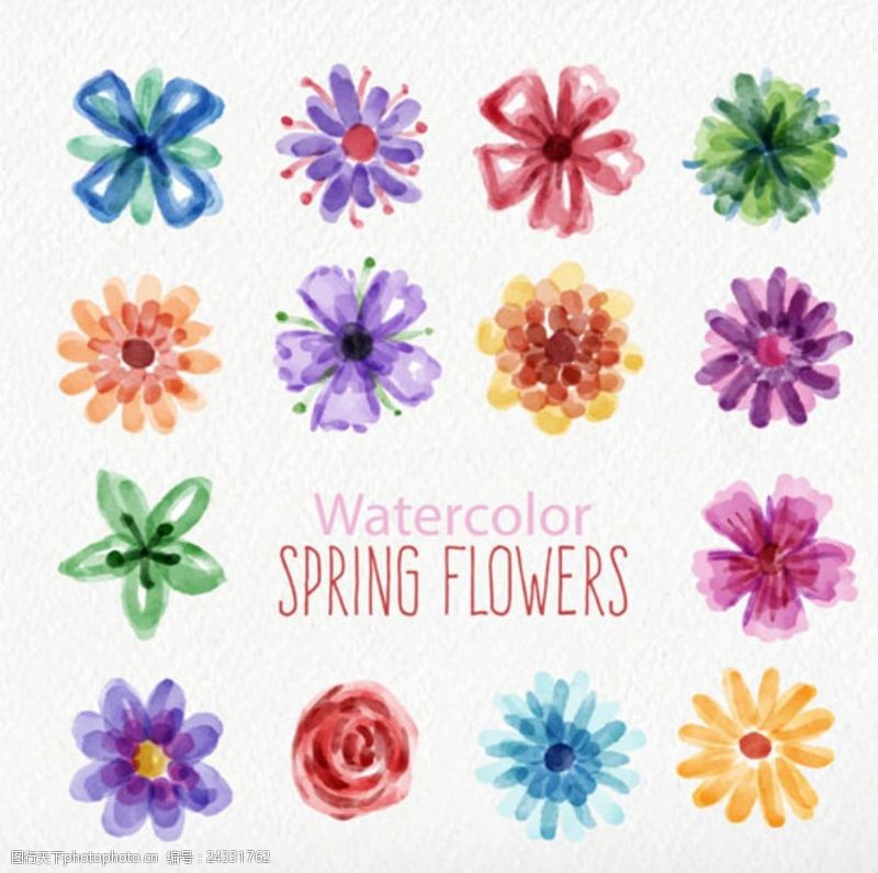 春季新款手绘水彩春季花卉花朵