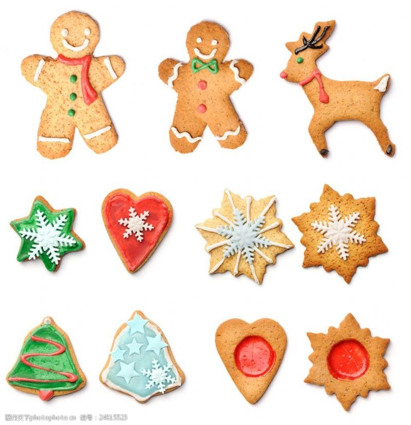 各种形状的圣诞饼干图片