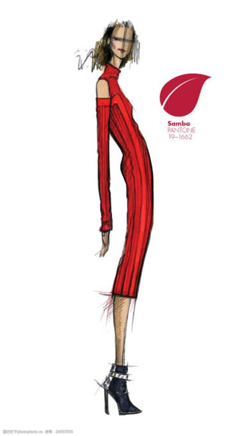 衬衣红色连衣裙设计图