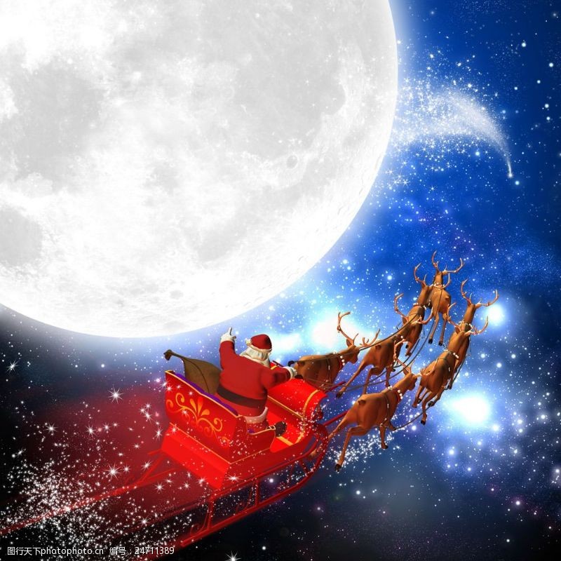 圣诞老人鹿车驾着麋鹿车的圣诞老人图片