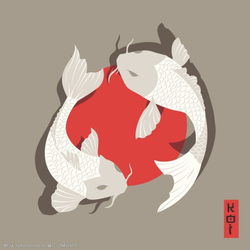 中国风卡通白色鲤鱼