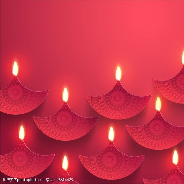 烛火红色背景与装饰蜡烛