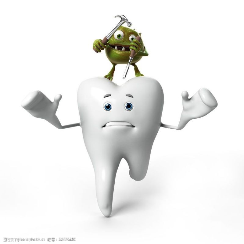 卫生与保健细菌拿螺丝刀和锤子损害牙齿图片