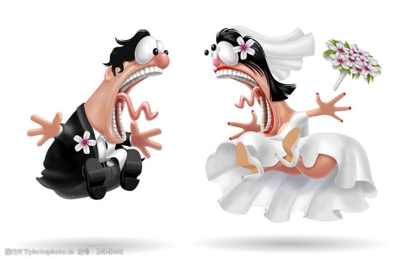 惊讶表情夸张表情结婚的卡通人物图片