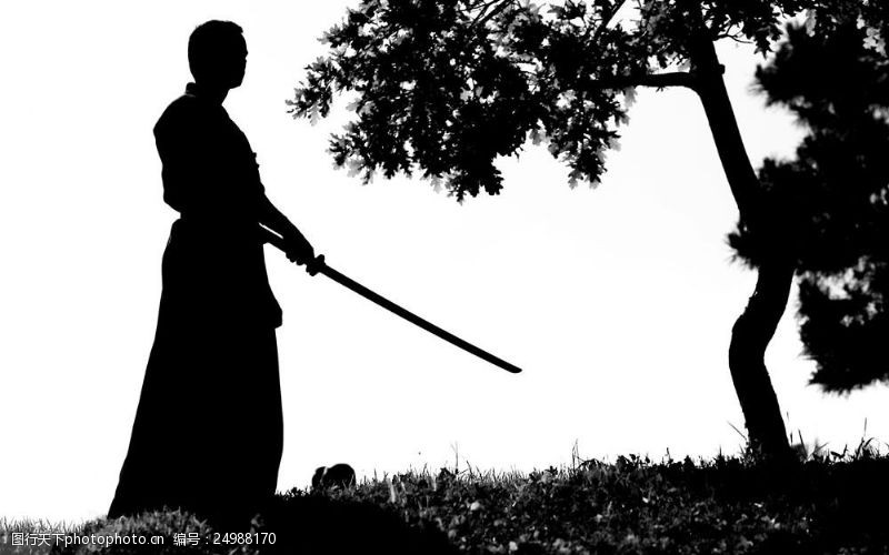 击剑运动日本剑道人物剪影图片