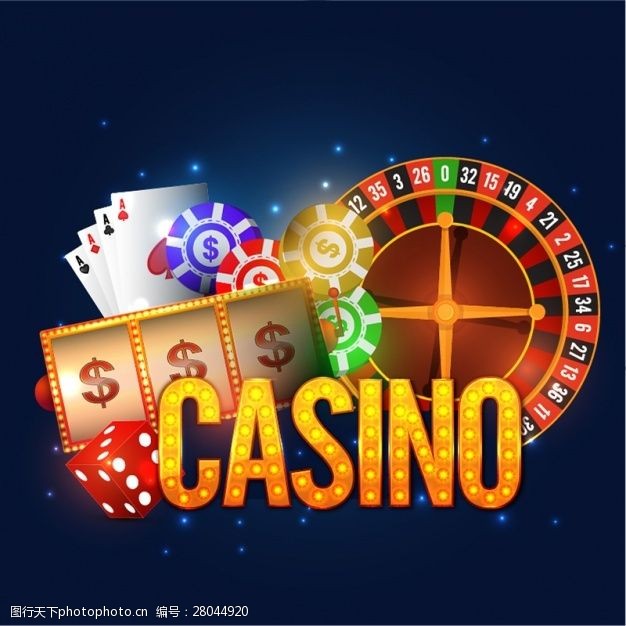 各种赌场元素深蓝背景与各种赌场游戏