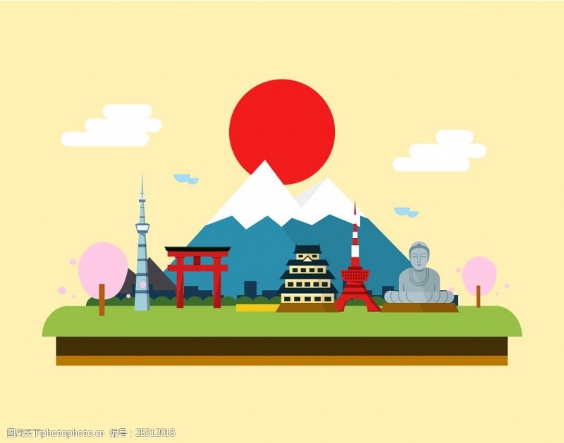 日本风景民族风情插画