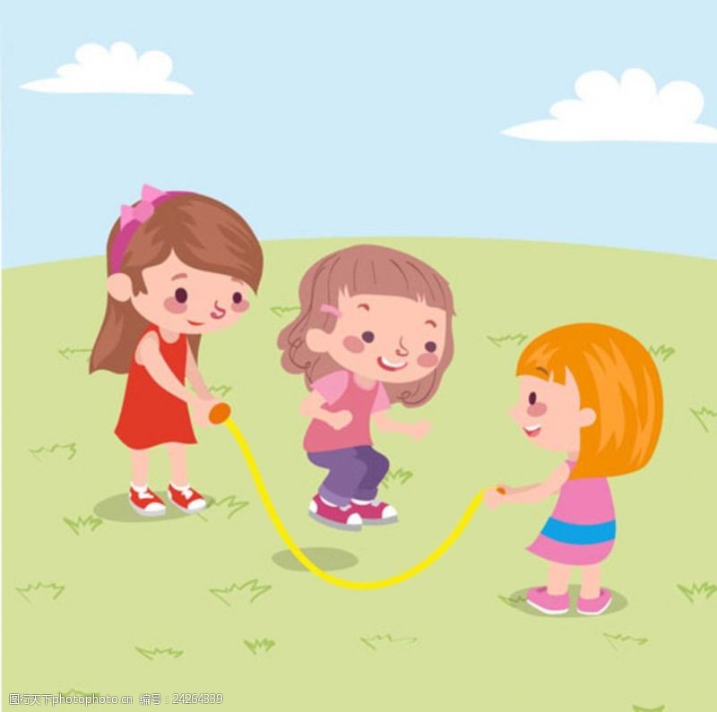 乐园宣传单卡通儿童节跳绳的孩子