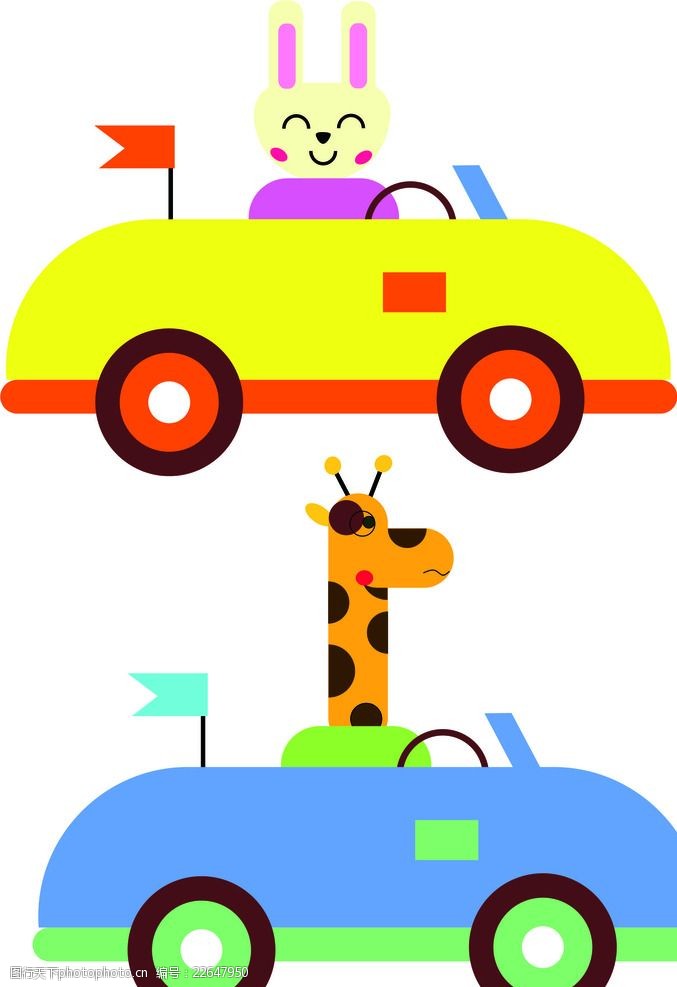 卡通动车小动物开车小图标