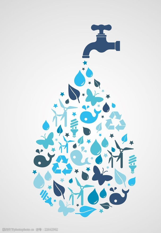 水滴标志水资源保护卡通素材