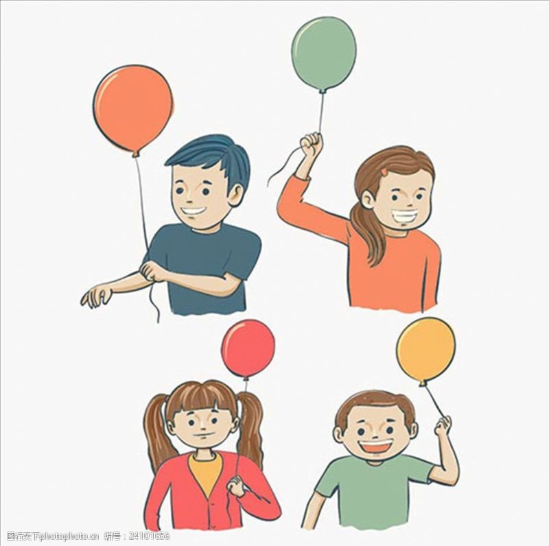幼儿园招生宣传卡通儿童节拿气球的孩子