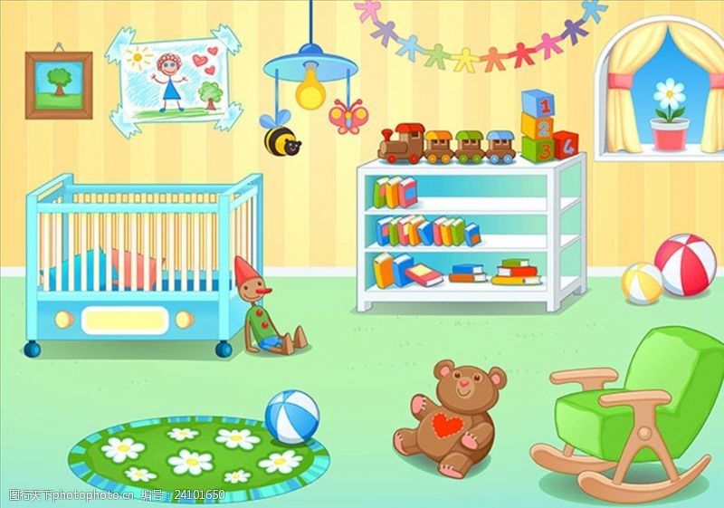 幼儿园招生宣传卡通母婴儿童孩子的房间