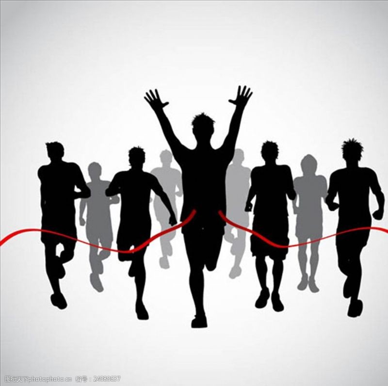 马拉松跑步比赛冲刺轮廓插图