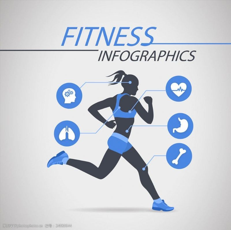 马拉松跑步女子运动信息图