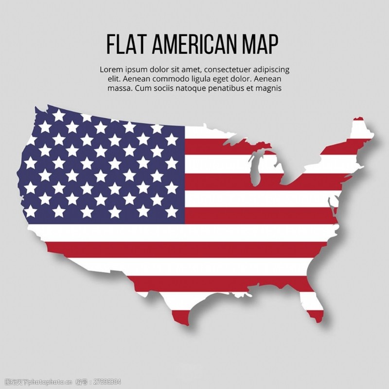 手绘叠加美国地图的美国国旗