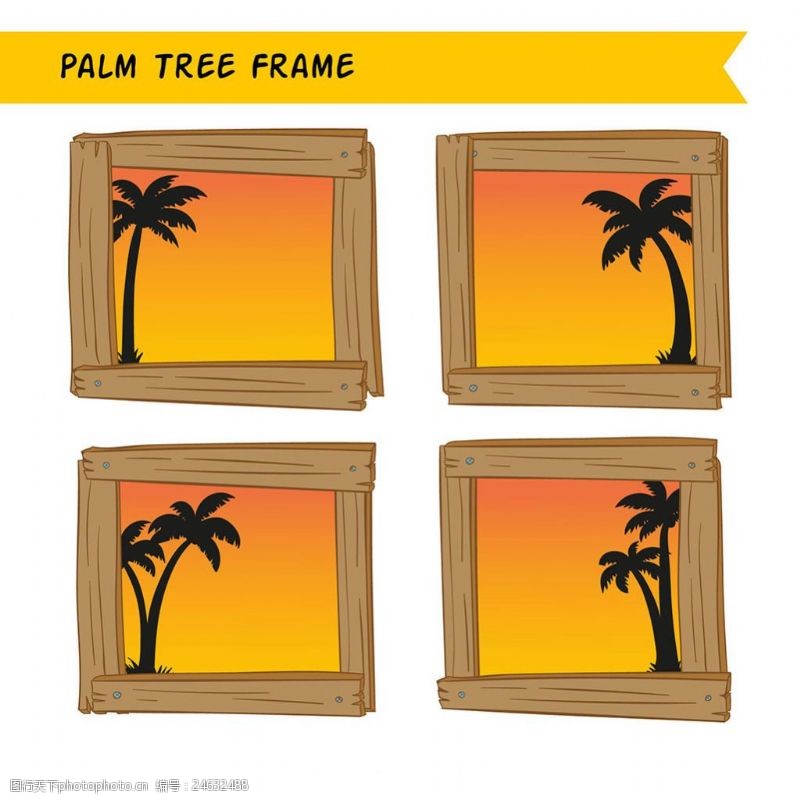木边框棕榈树装饰背景矢量设计素材