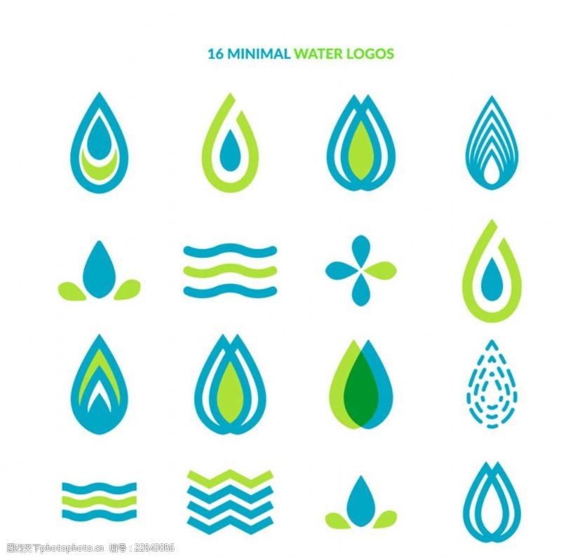 16款迷你水滴标志设计矢量素材