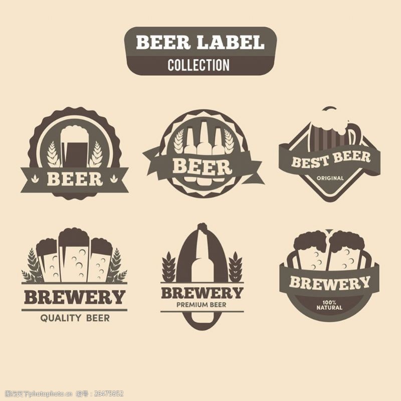 各种标签各种复古风格啤酒标签图标
