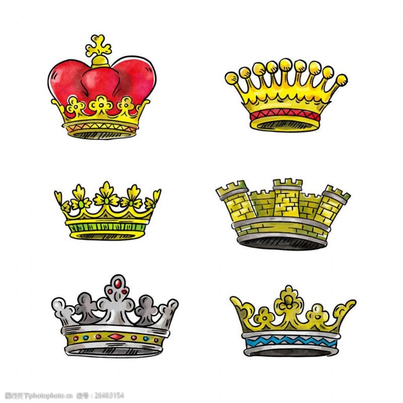 各种皇冠各种手绘的皇冠矢量设计素材