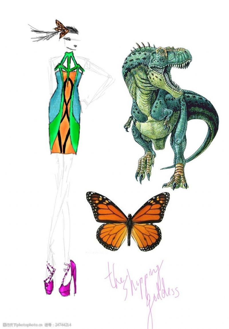 绿恐龙紧身裙设计图