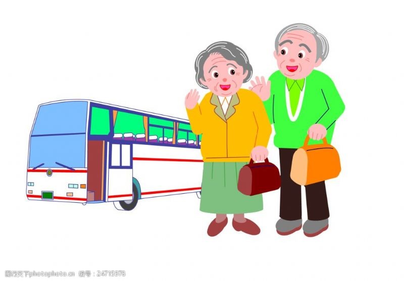 晚年生活矢量老年人等公车EPS