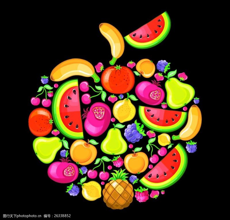 水果花纹西瓜水果元素背景