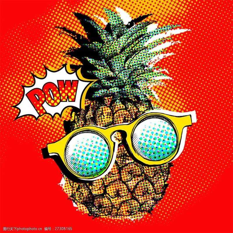 卡通菠萝矢量图戴眼镜的菠萝图片2