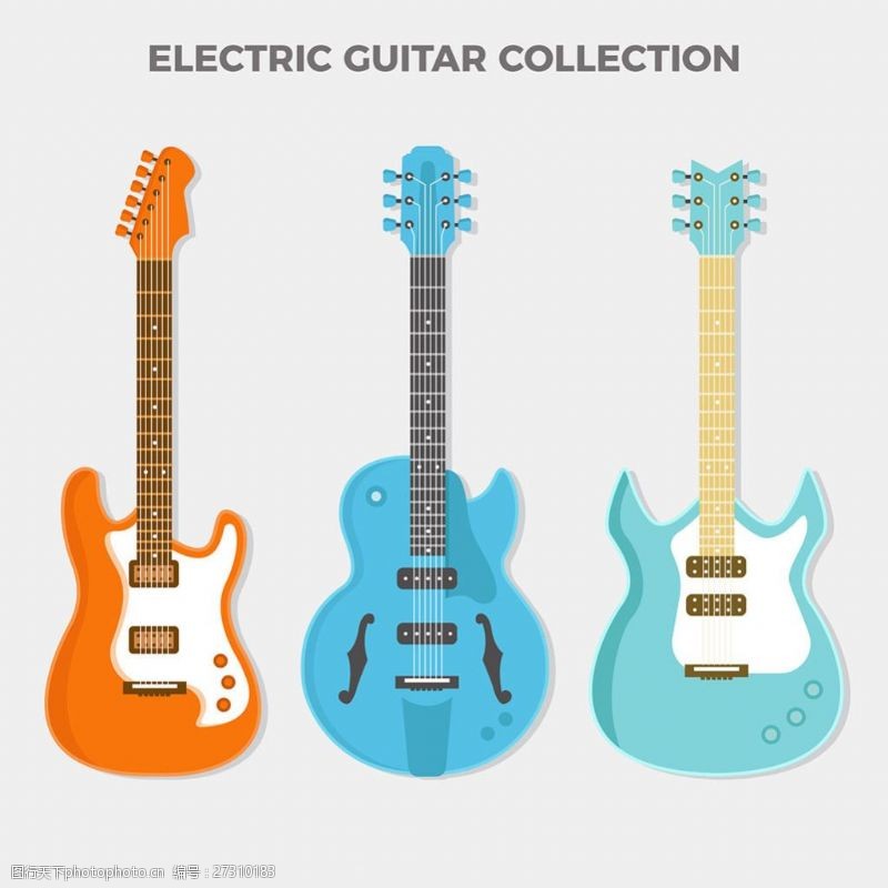 蓝色和橙色电吉他插图