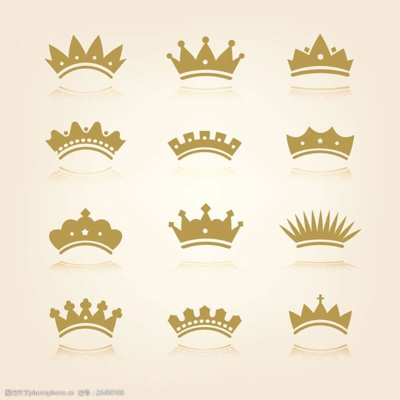 手绘各种皇冠图标设计