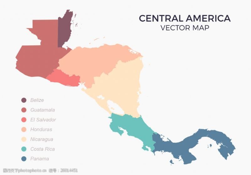 中美洲国家地图图片素材