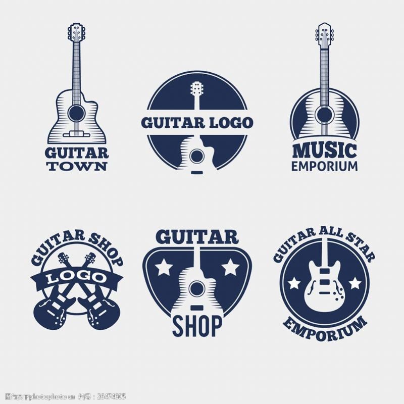 各种标签各种形状吉他元素图标标签