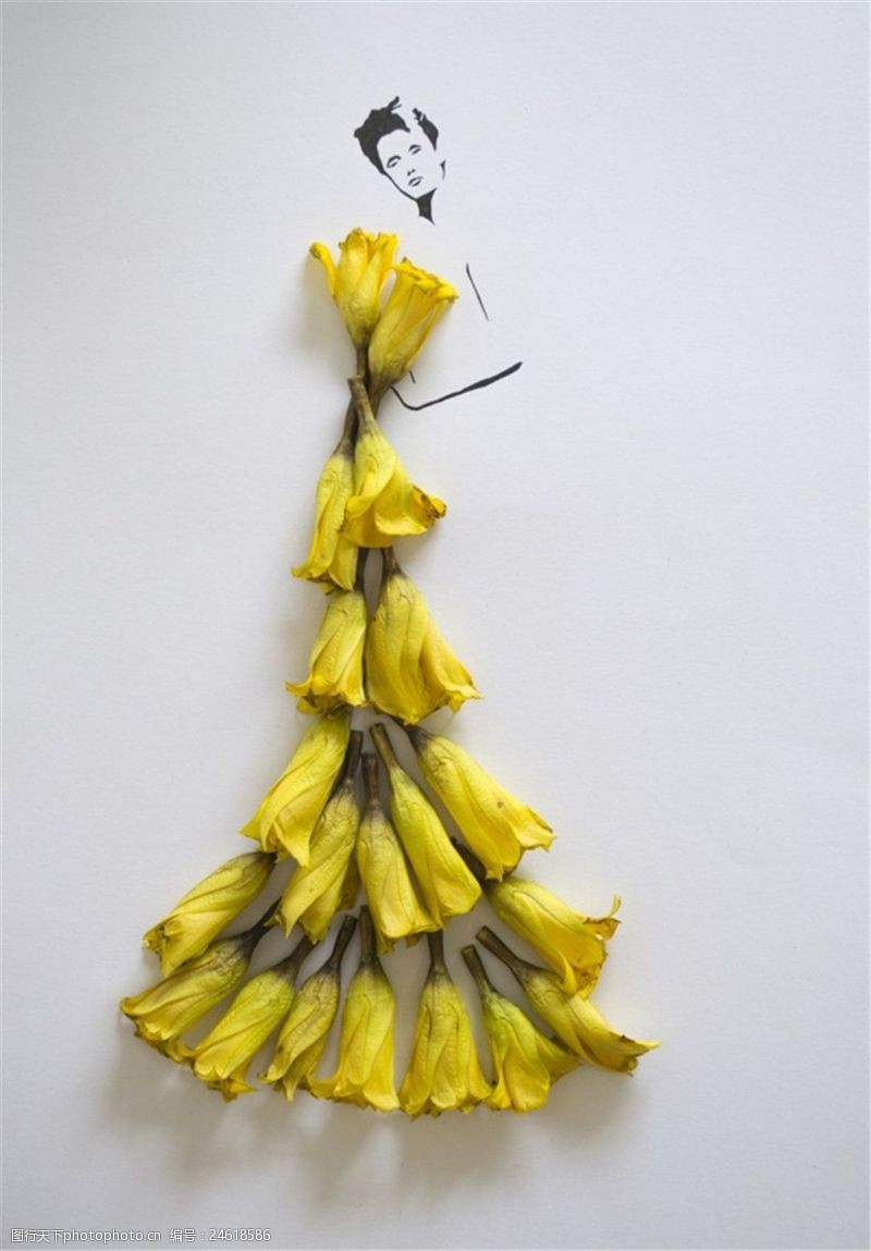 树叶图片免费下载黄色花朵长裙设计灵感