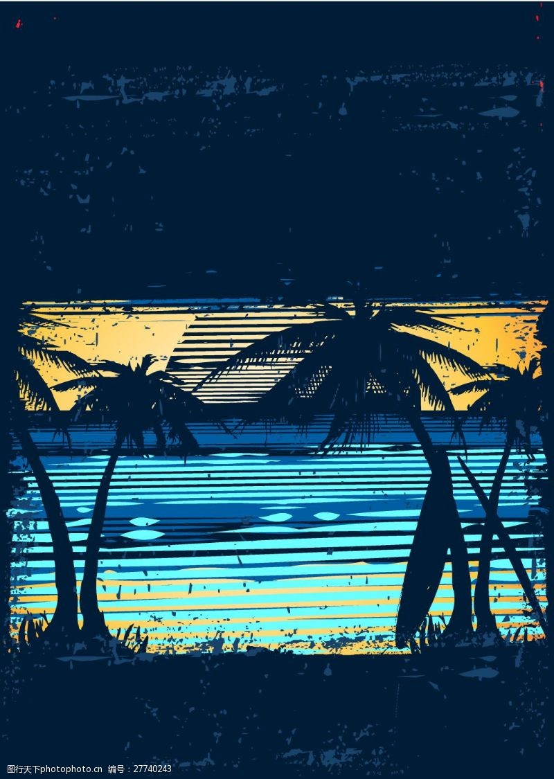 椰树蓝色海水椰子树背景