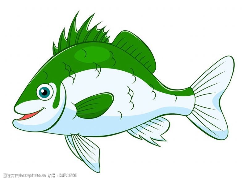 水中动物绿色卡通鱼图片