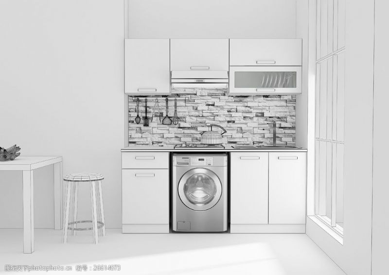 洗衣机橱柜效果图图片
