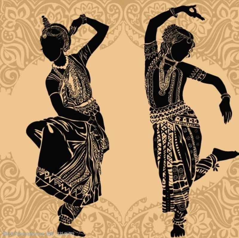 异国文化风情泰国舞蹈矢量素材