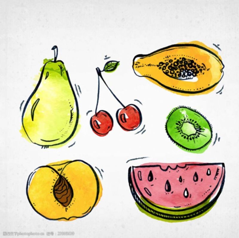 年糕手绘美味水果插图
