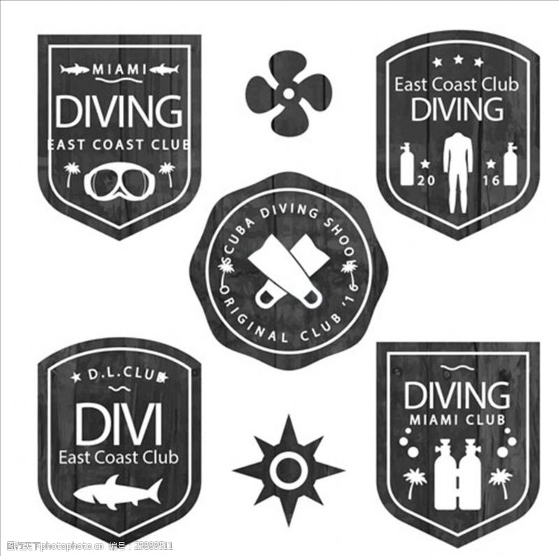 体育比赛黑白潜水培训俱乐部标识