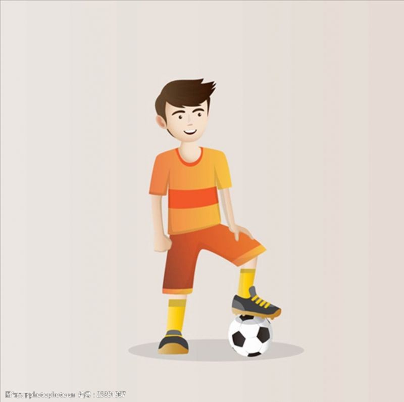 足球运动卡通踢足球的男生