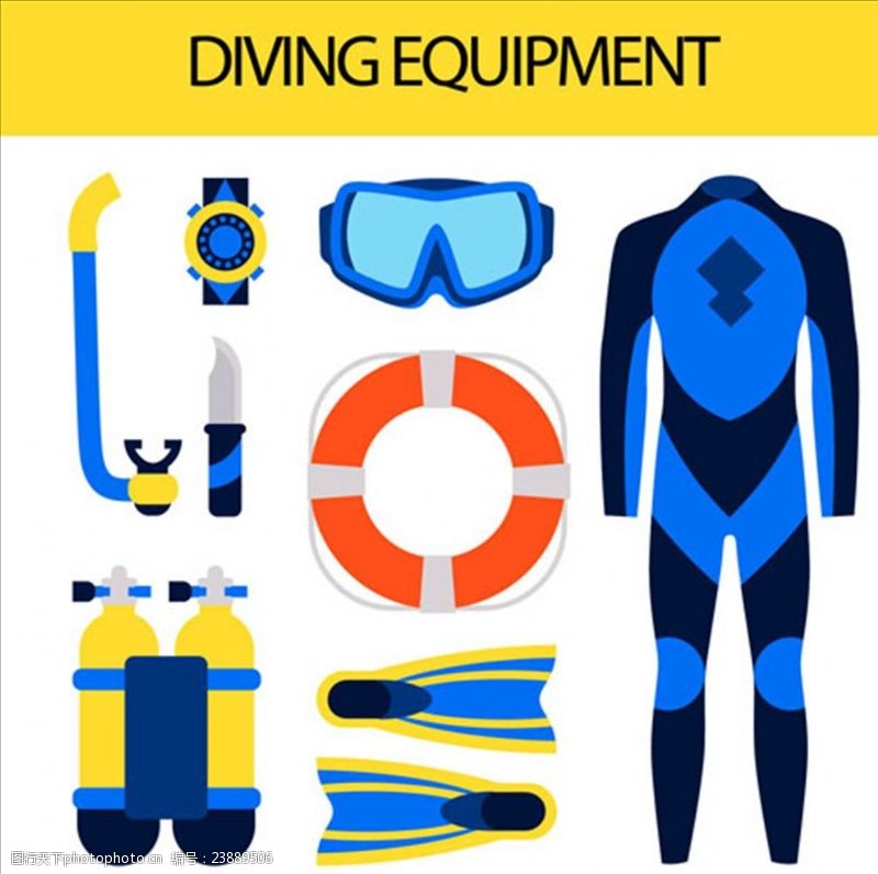 体育比赛平面潜水配件元素