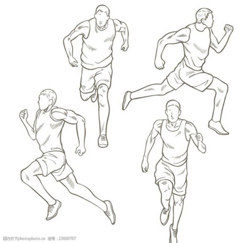 马拉松手绘男运动员跑步姿势